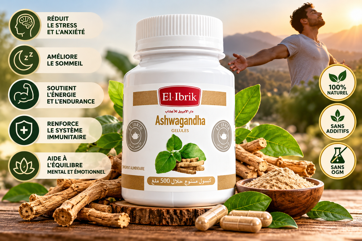 Ashwagandha extrait pur – 60 gélules de 500 mg – cure d'un mois