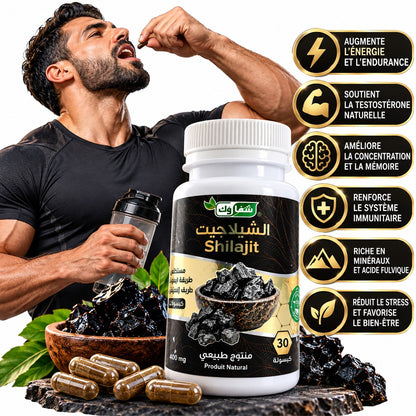 Chifawak Shilajit – ginseng rouge, ashwagandha & pipérine – 30 gélules, 400 mg