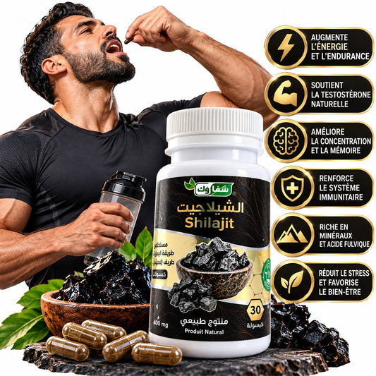 Chifawak Shilajit – ginseng rouge, ashwagandha & pipérine – 30 gélules, 400 mg