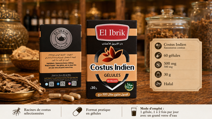 Gélules de Costus indien pur — 60 gélules 500 mg (Saussurea costus)