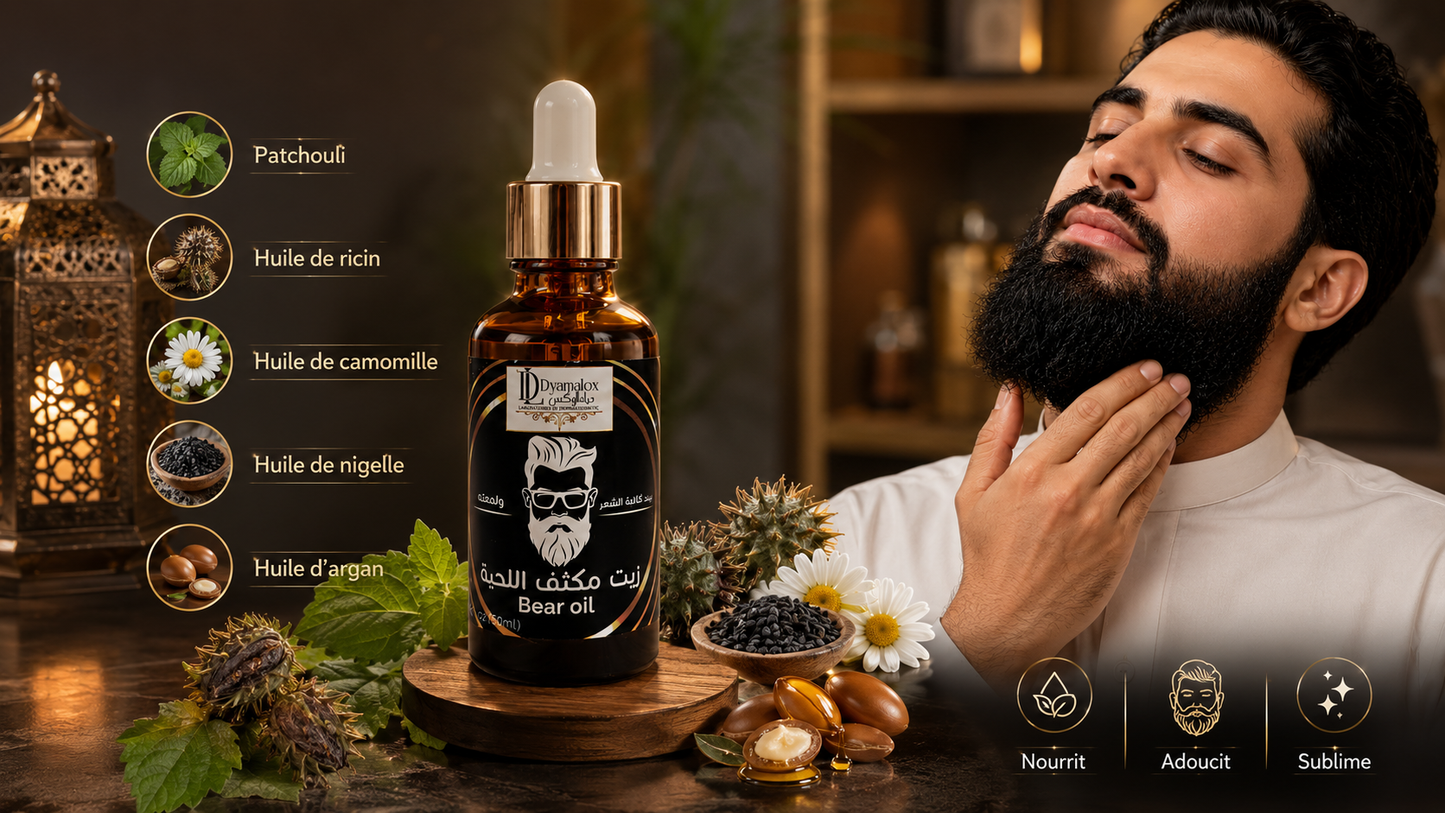 Huile à barbe nourrissante 50 ml — argan, ricin & nigelle
